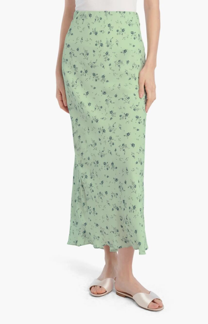 Favorite Daughter Midi Slip Skirt S NWOT Green Floral Boho Romantic Western